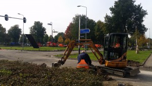 Werkzaamheden aan de rotonde Bruistensingel/Hervensebaan