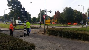 Werkzaamheden aan de rotonde Bruistensingel/Hervensebaan